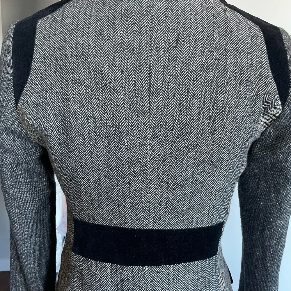 VTG Anthropologie Cartonnier Alma Mater Patchwork Herringbone Blazer Jacket.Sz 2 - Picture 7 of 10
